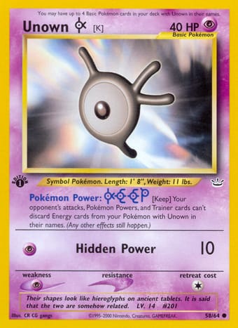 Unown [K] Neo Revelation Pokemon Card