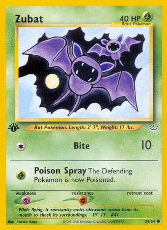 Zubat Neo Revelation Pokemon Card