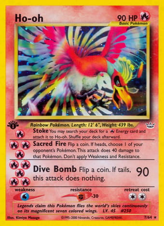 Ho-oh Neo Revelation Pokemon Card