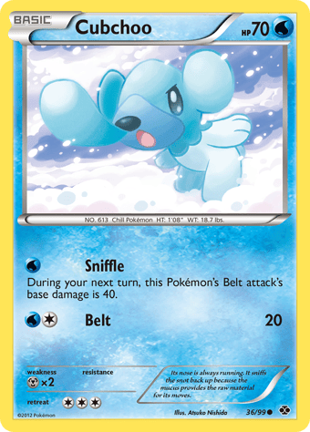 Cubchoo Next Destinies Pokemon Card