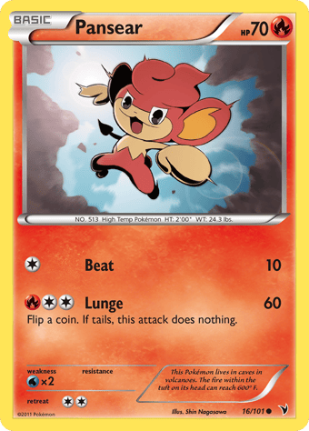 Pansear Noble Victories Pokemon Card