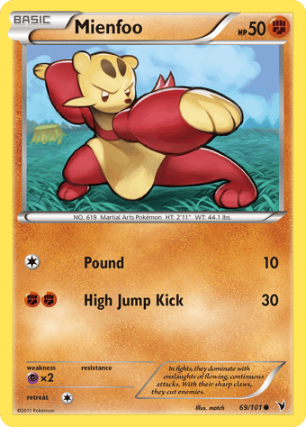 Mienfoo Noble Victories Pokemon Card