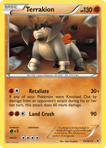 Terrakion Noble Victories Pokemon Card