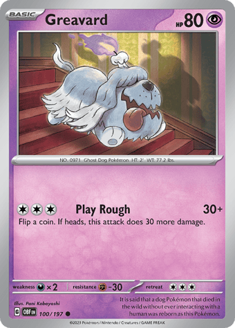 Greavard Obsidian Flames Pokemon Card