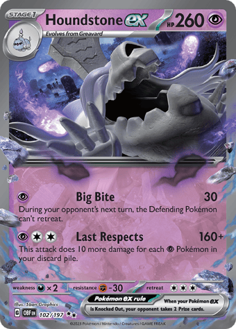 Houndstone ex Obsidian Flames Pokemon Card