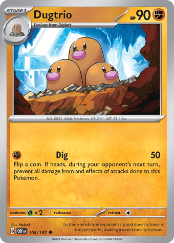 Dugtrio Obsidian Flames Pokemon Card