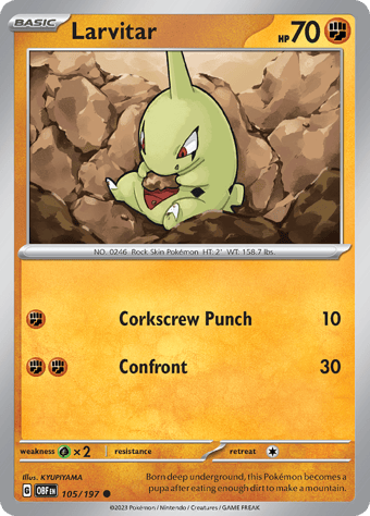 Larvitar Obsidian Flames Pokemon Card