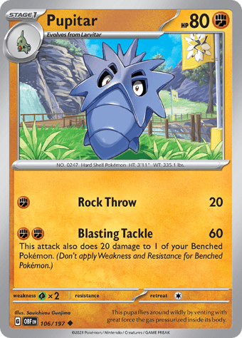 Pupitar Obsidian Flames Pokemon Card