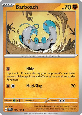 Barboach Obsidian Flames Pokemon Card