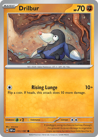 Drilbur Obsidian Flames Pokemon Card