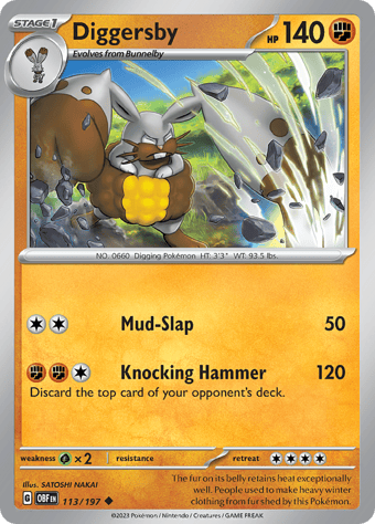Diggersby Obsidian Flames Pokemon Card