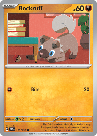 Rockruff Obsidian Flames Pokemon Card