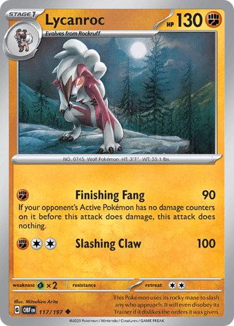 Lycanroc Obsidian Flames Pokemon Card