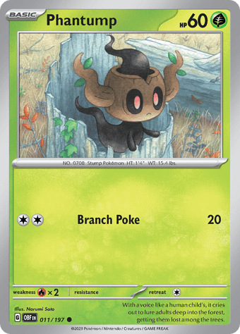 Phantump Obsidian Flames Pokemon Card