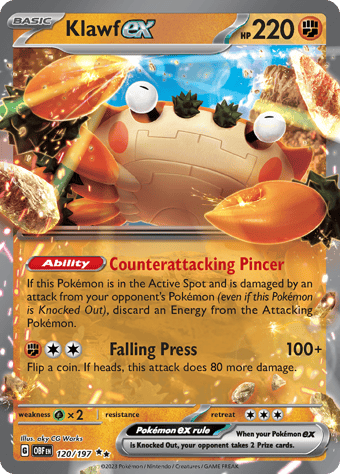 Klawf ex Obsidian Flames Pokemon Card