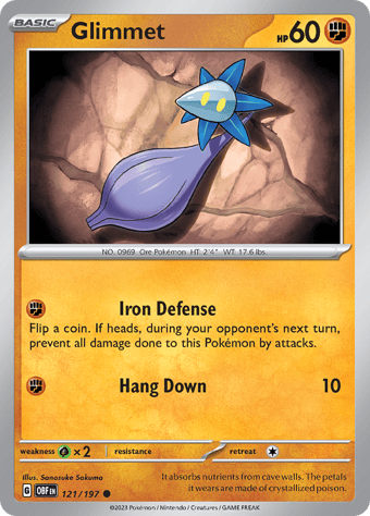 Glimmet Obsidian Flames Pokemon Card