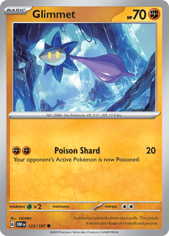 Glimmet Obsidian Flames Pokemon Card