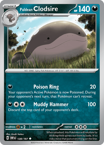 Paldean Clodsire Obsidian Flames Pokemon Card