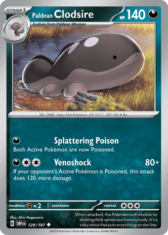 Paldean Clodsire Obsidian Flames Pokemon Card