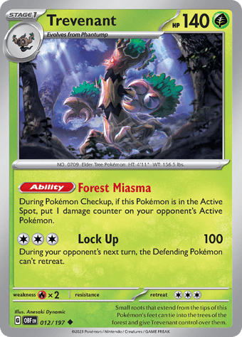 Trevenant Obsidian Flames Pokemon Card