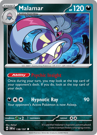 Malamar Obsidian Flames Pokemon Card