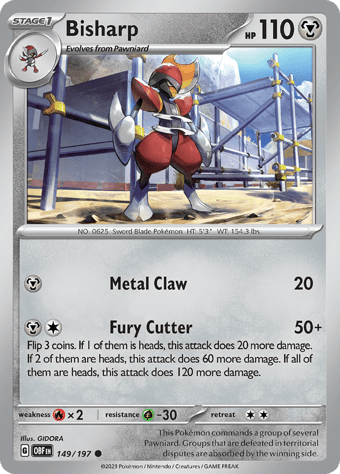 Bisharp Obsidian Flames Pokemon Card