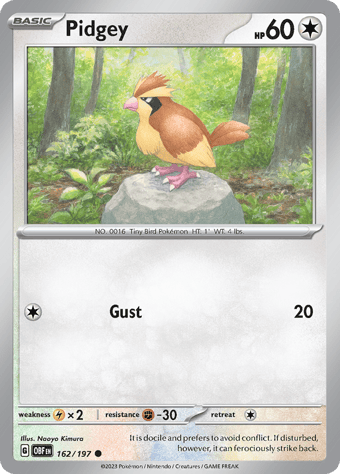 Pidgey Obsidian Flames Pokemon Card