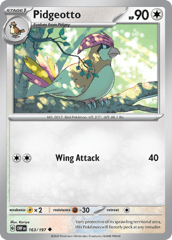 Pidgeotto Obsidian Flames Pokemon Card