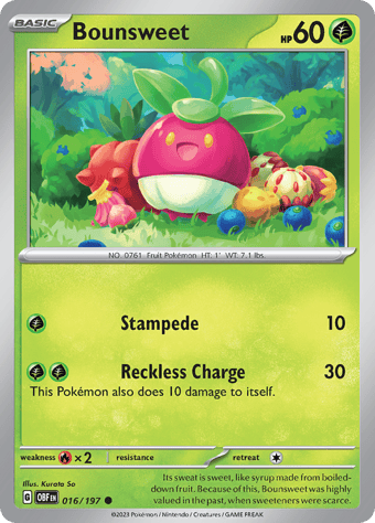 Bounsweet Obsidian Flames Pokemon Card