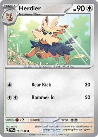 Herdier Obsidian Flames Pokemon Card