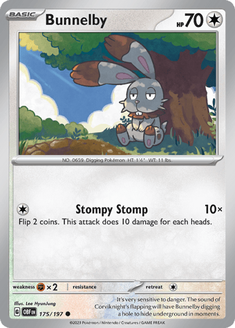 Bunnelby Obsidian Flames Pokemon Card