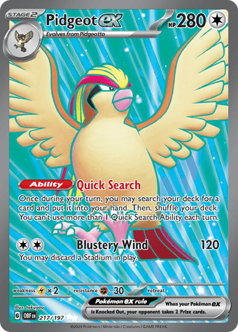Pidgeot ex Obsidian Flames Pokemon Card