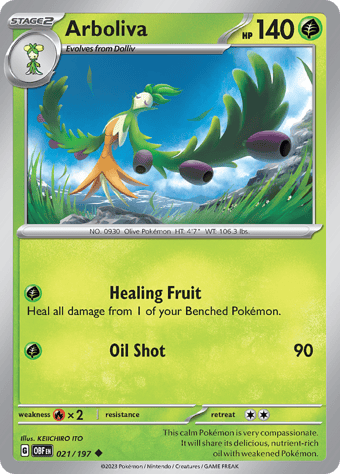 Arboliva Obsidian Flames Pokemon Card