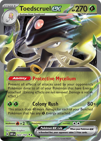 Toedscruel ex Obsidian Flames Pokemon Card