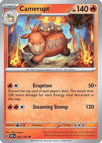 Camerupt Obsidian Flames Pokemon Card