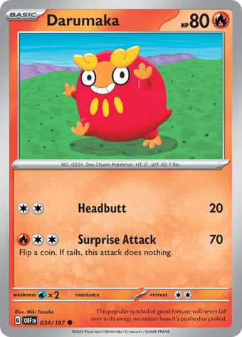 Darumaka Obsidian Flames Pokemon Card
