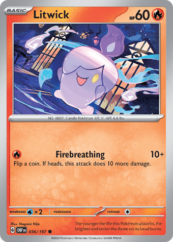 Litwick Obsidian Flames Pokemon Card