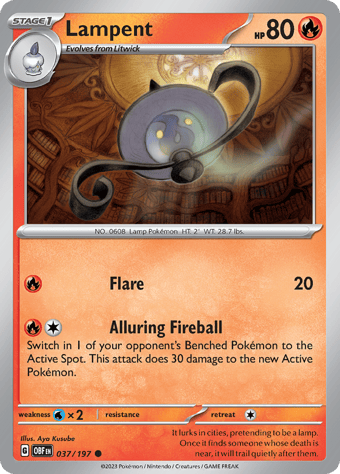 Lampent Obsidian Flames Pokemon Card