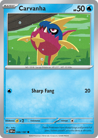 Carvanha Obsidian Flames Pokemon Card