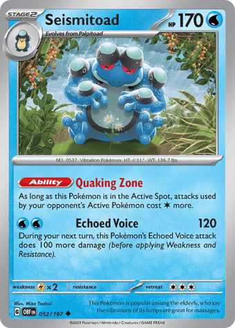 Seismitoad Obsidian Flames Pokemon Card