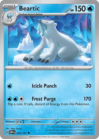Beartic Obsidian Flames Pokemon Card