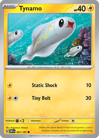 Tynamo Obsidian Flames Pokemon Card