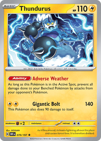 Thundurus Obsidian Flames Pokemon Card