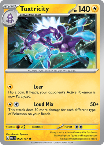 Toxtricity Obsidian Flames Pokemon Card