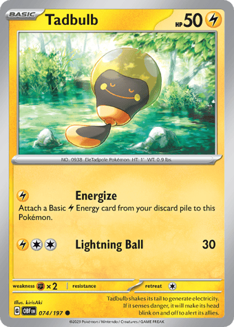 Tadbulb Obsidian Flames Pokemon Card
