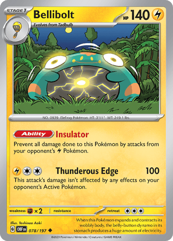 Bellibolt Obsidian Flames Pokemon Card