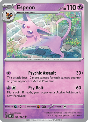 Espeon Obsidian Flames Pokemon Card