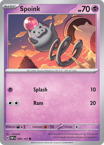 Spoink Obsidian Flames Pokemon Card