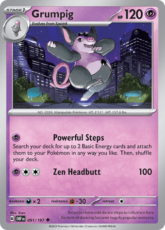 Grumpig Obsidian Flames Pokemon Card