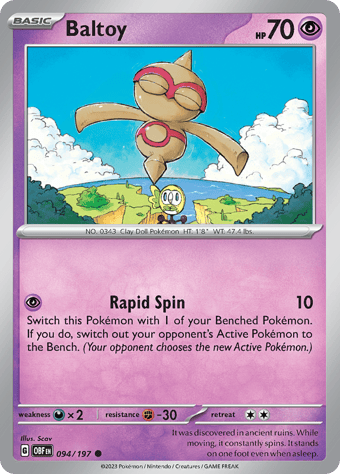Baltoy Obsidian Flames Pokemon Card